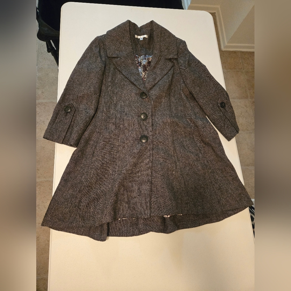 CAbi Feminine and Flattering Wool Dress Trench Coat